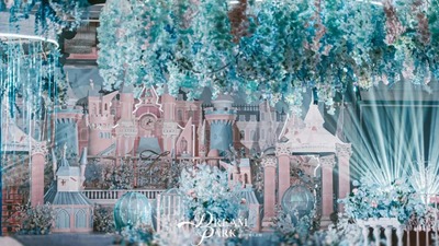 粉蓝色系的布达佩斯城堡童话婚礼