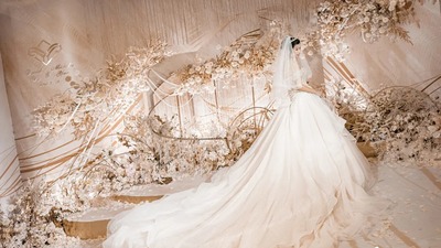 营造了迷人雅致轻奢感的香槟金+浅粉色系婚礼