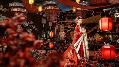 浓厚中国红+典雅青花瓷蓝+明媚黄，一场隆重而典雅的中式婚礼
