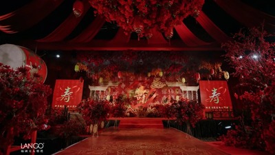 喜庆又大气的朱砂红+麒麟金色系的中式寿宴