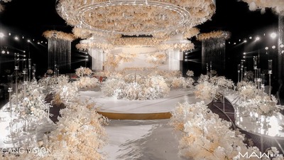 浪漫精致宴会风格的香槟金色系婚礼