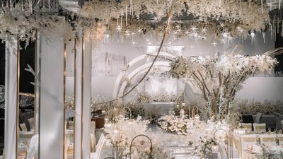 星光熠熠的梦幻浅香槟色+白色系韩式婚礼