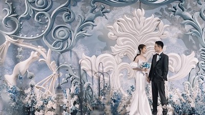 富有艺术美感的莫兰迪蓝色+白色系婚礼