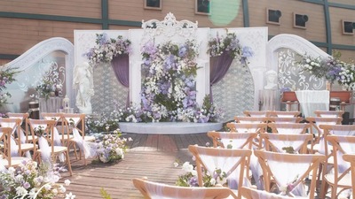散发着法式优雅与浪漫的紫色+白色系户外婚礼