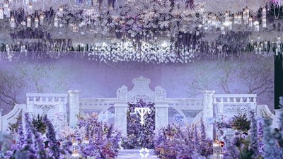 重现浮生梦境的莫奈风油画感紫色系婚礼