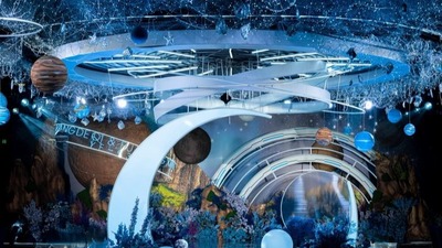 把无垠空间衬映成爱情的蓝调星空主题婚礼