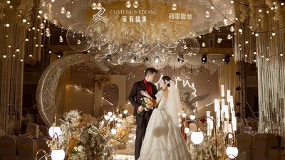 浪漫氛围感十足的香槟色系童话城堡主题婚礼