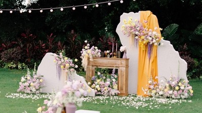 浪漫的紫色+黄色系户外婚礼