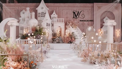 将童话搬进现实的白色+粉色系城堡主题婚礼