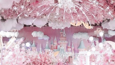 粉色系童话城堡主题婚礼