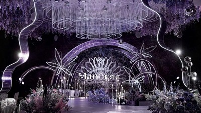 通透且深邃紫色系水晶婚礼